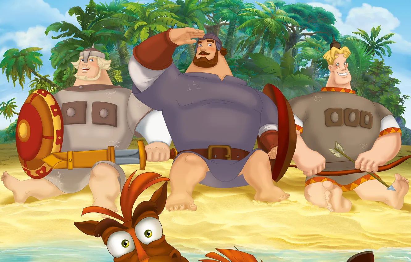 Photo wallpaper Three heroes on distant shores, Alyosha Popovich, Nikitich, Ilya Muromets
