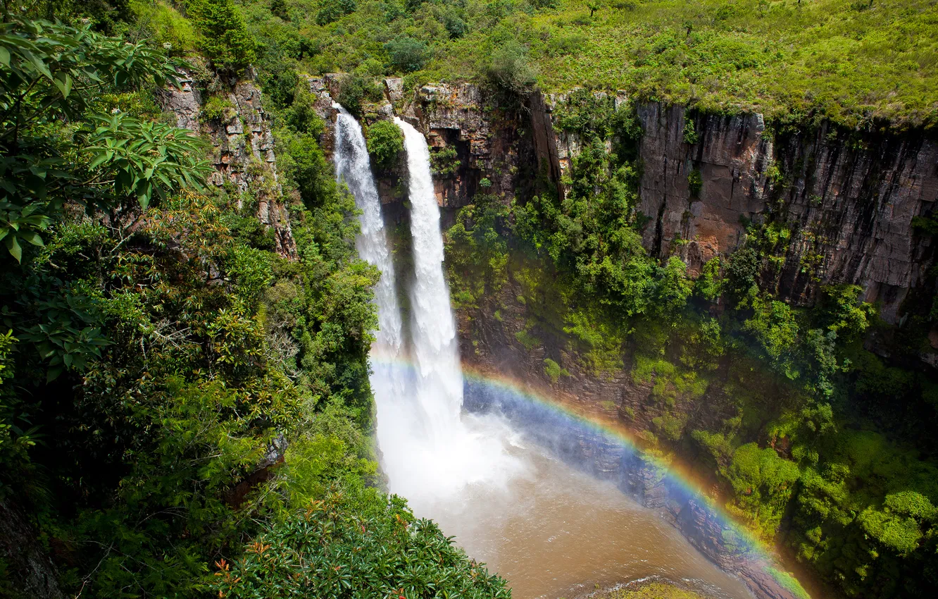 Photo wallpaper waterfall, rainbow, Africa
