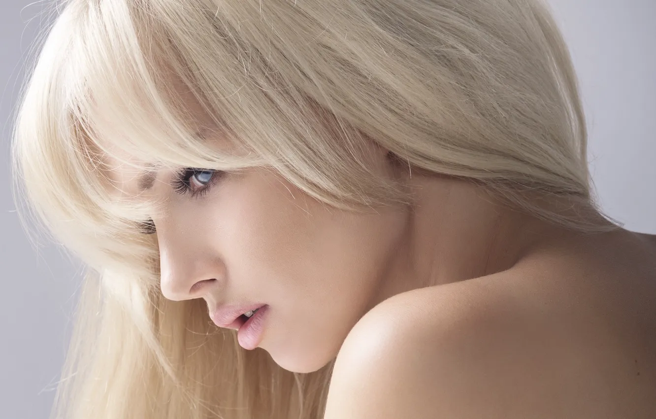 Photo wallpaper girl, sweetheart, hair, blonde, lips, beautiful, shoulder, in profile