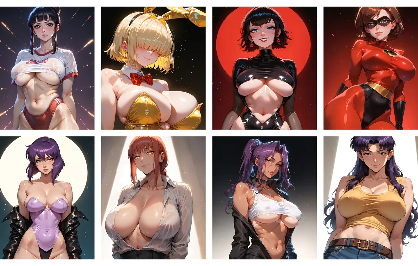 Photo wallpaper anime, mitarashi anko, anime girls, Kusanagi Automotive, Misato Katsuragi, helen parr, Himeno Chainsaw Man, Makima …