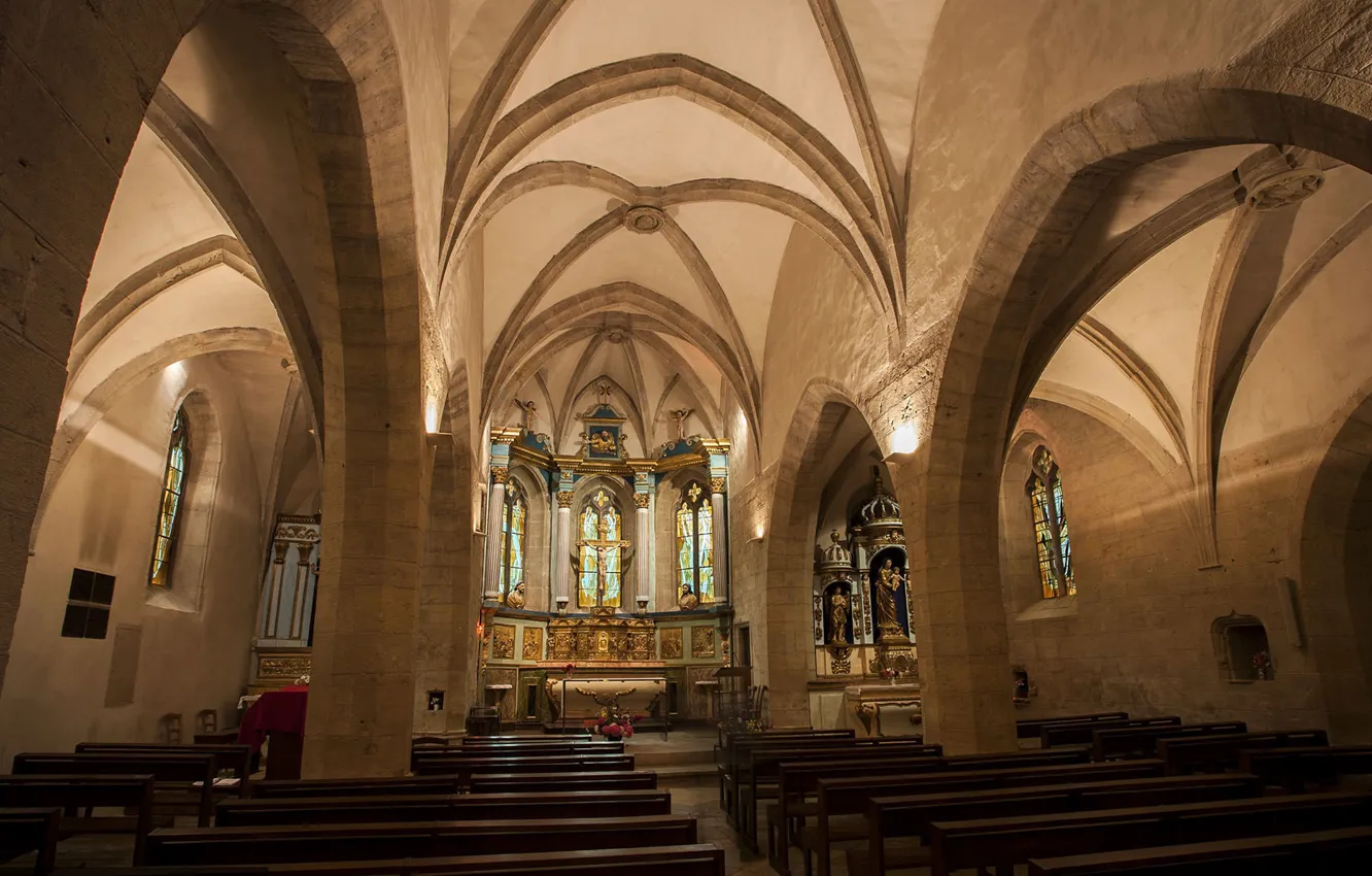Photo wallpaper interior, interior, Averon, Aveyron, Eglise d'Estaing, Saint-Fleuret Church in Esten, The Church of Saint Fleuret …