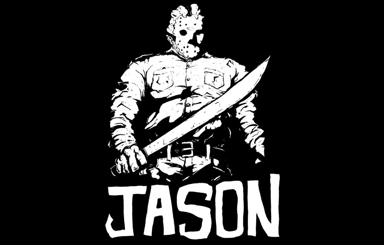 Photo wallpaper Jason Voorhees, machete, Jason Voorhees, Friday the 13th, black and white, The Friday the 13th, …