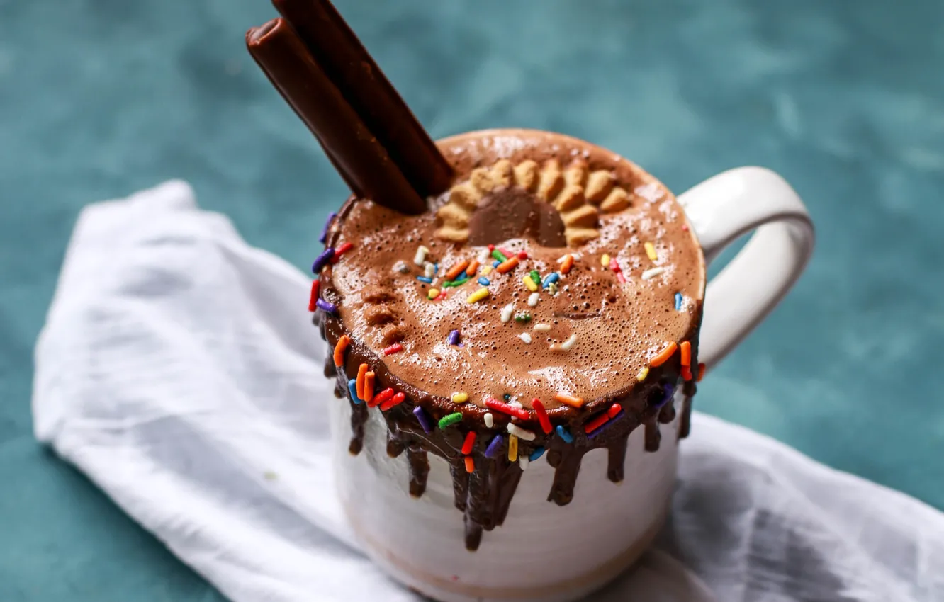 Photo wallpaper chocolate, cookies, fabric, drink, cocoa