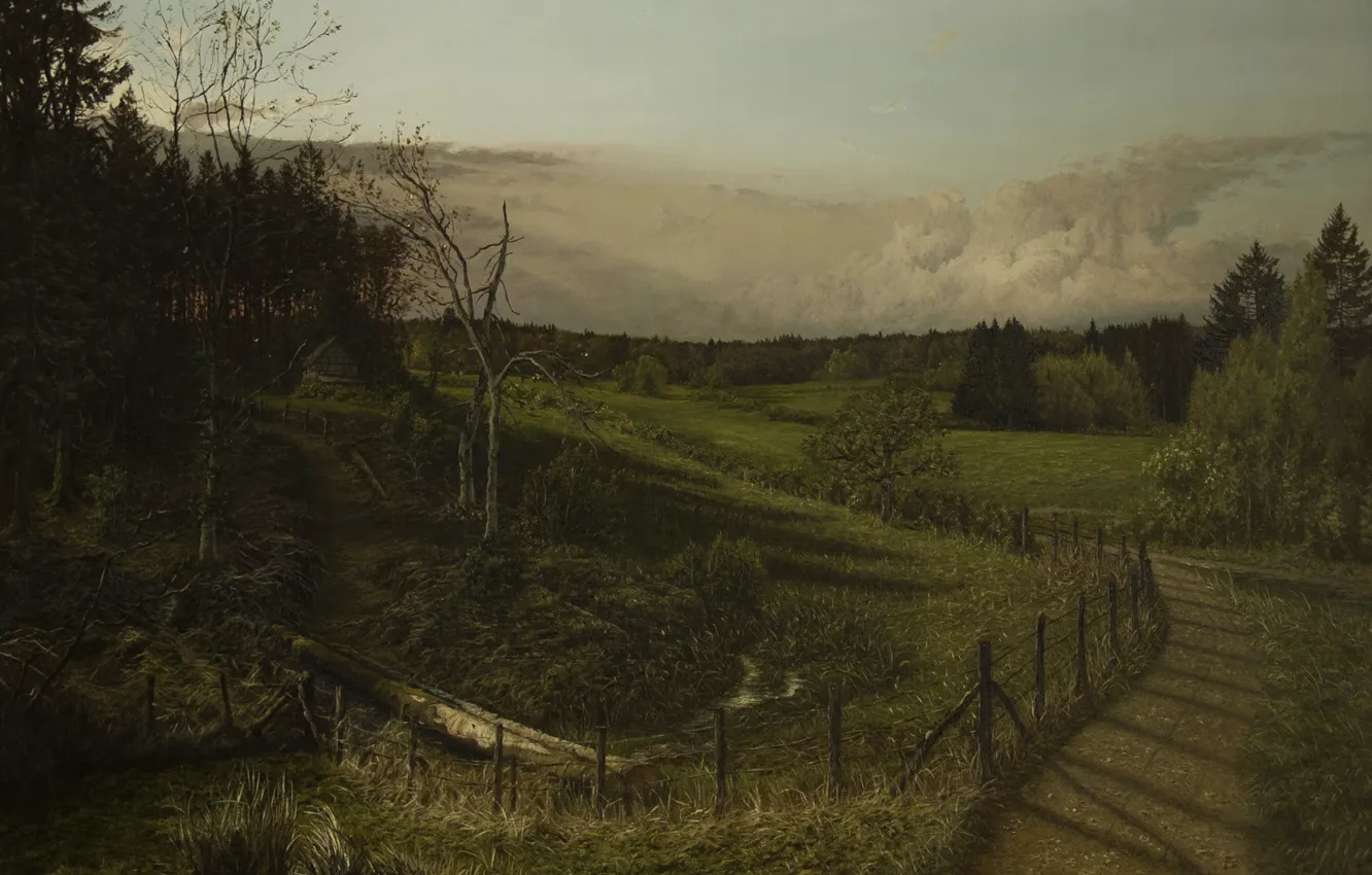 Photo wallpaper road, forest, trees, landscape, nature, figure, home, picture