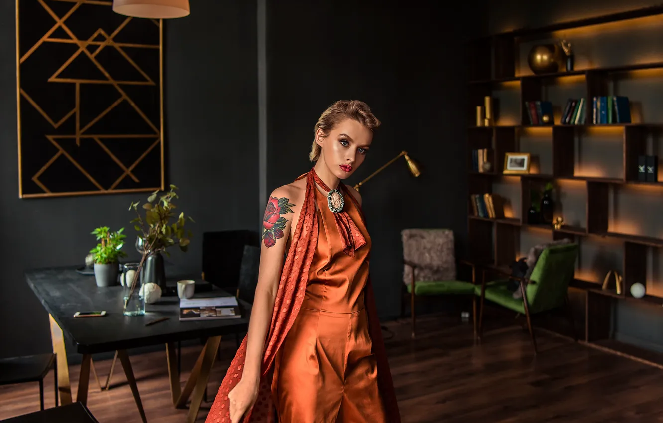 Photo wallpaper girl, style, room, makeup, tattoo, Pauline, Tatiana GUZ