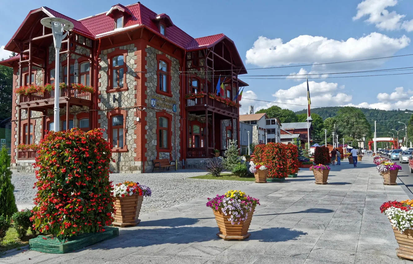 Photo wallpaper city, the city, street, home, architecture, architecture, building, Romania