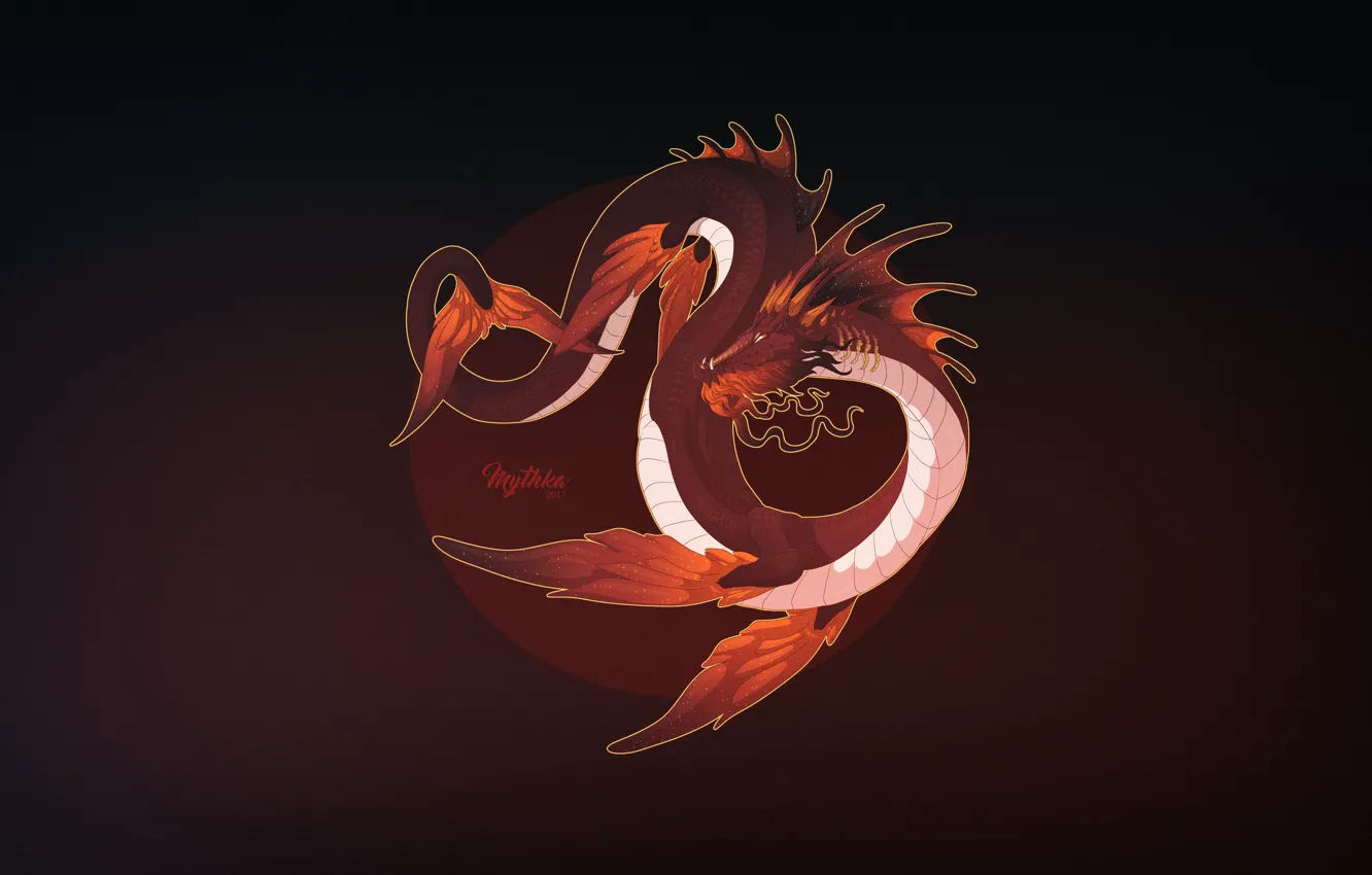 Photo wallpaper dragon, figure, minimalism, art, fantasy, autumn, dragon, Characters