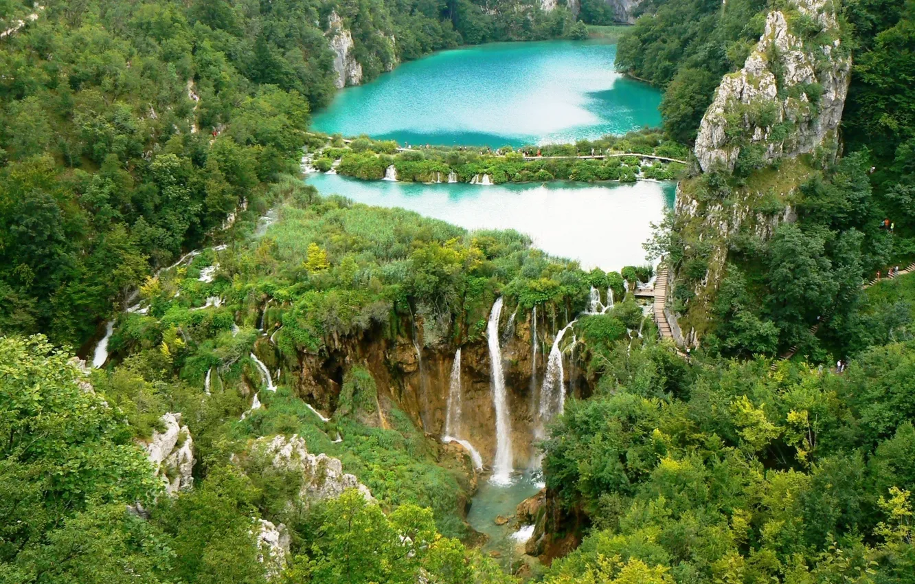 Photo wallpaper landscape, lake, waterfall, Croatia
