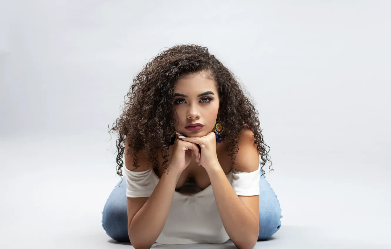 Photo wallpaper look, pose, jeans, Mike, curly, Camila