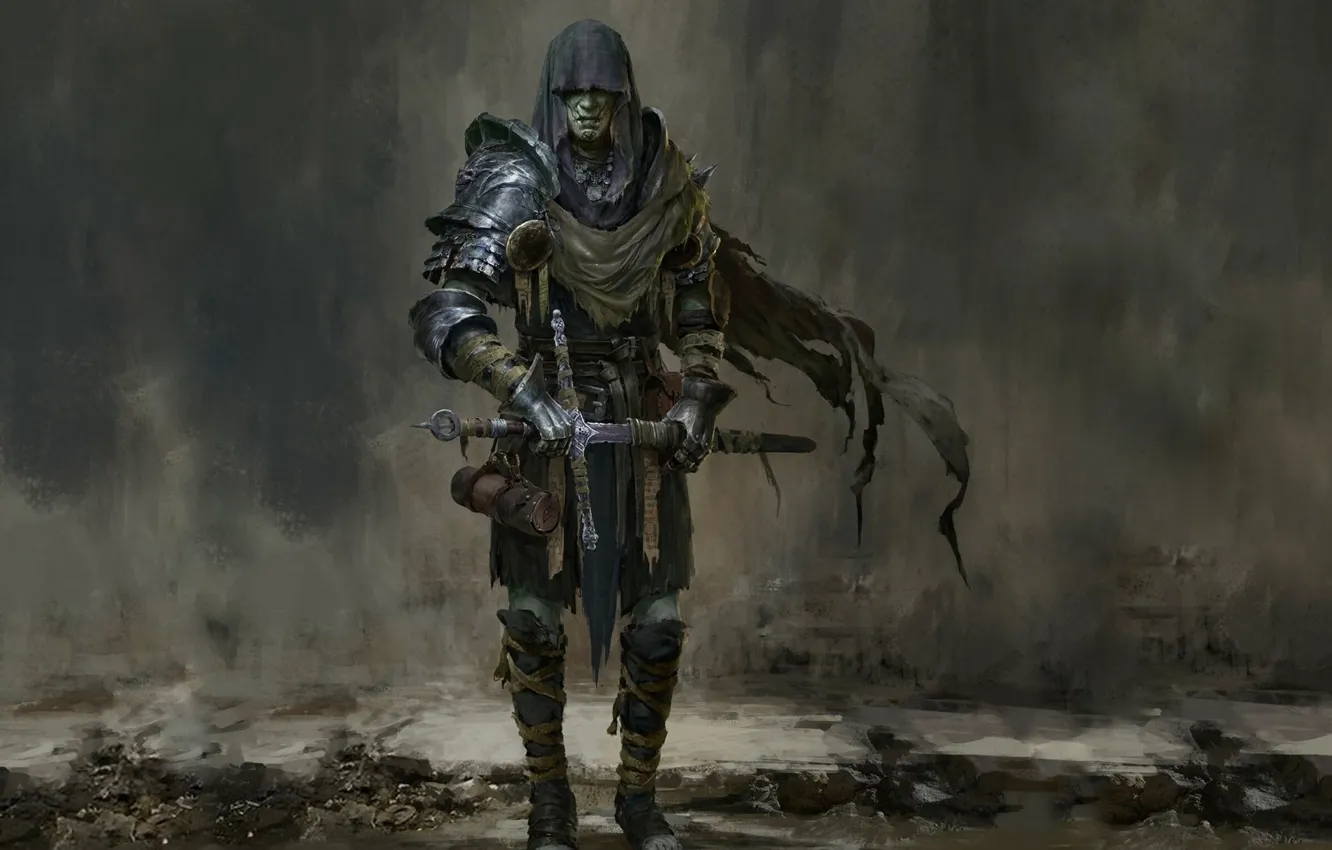 Photo wallpaper sword, hood, death knight, Russell Dongjun Lu, Penitent Knight, The Penitent Knight, Russell Duncton Lou