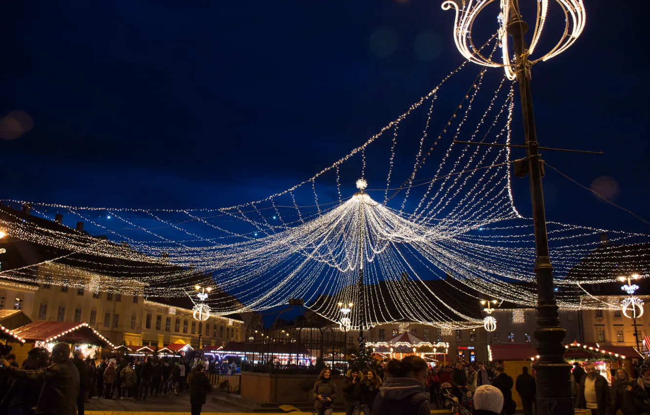 Photo wallpaper Christmas, holiday, Romania, Sibiu