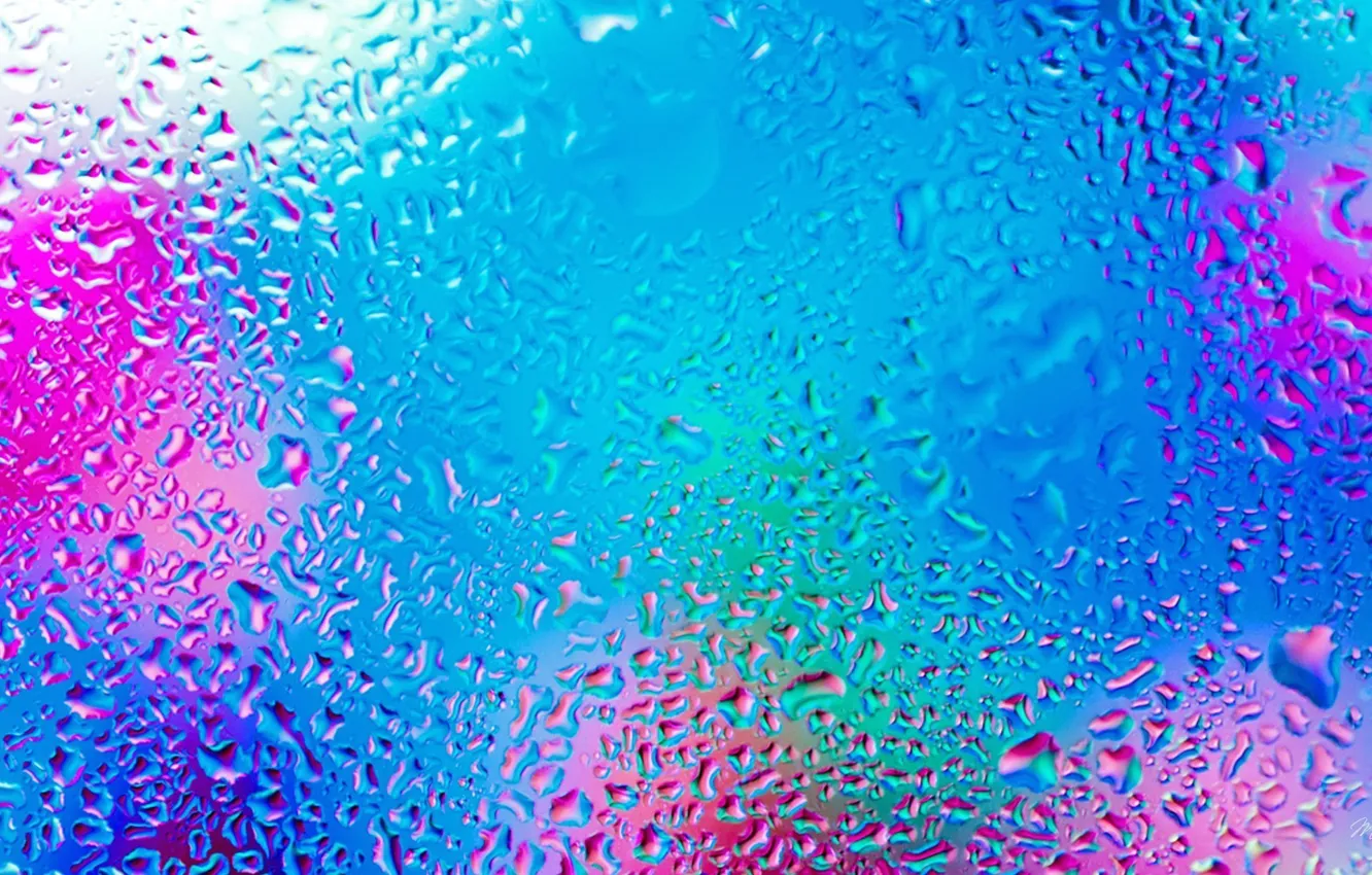Photo wallpaper glass, water, drops, light, paint, color