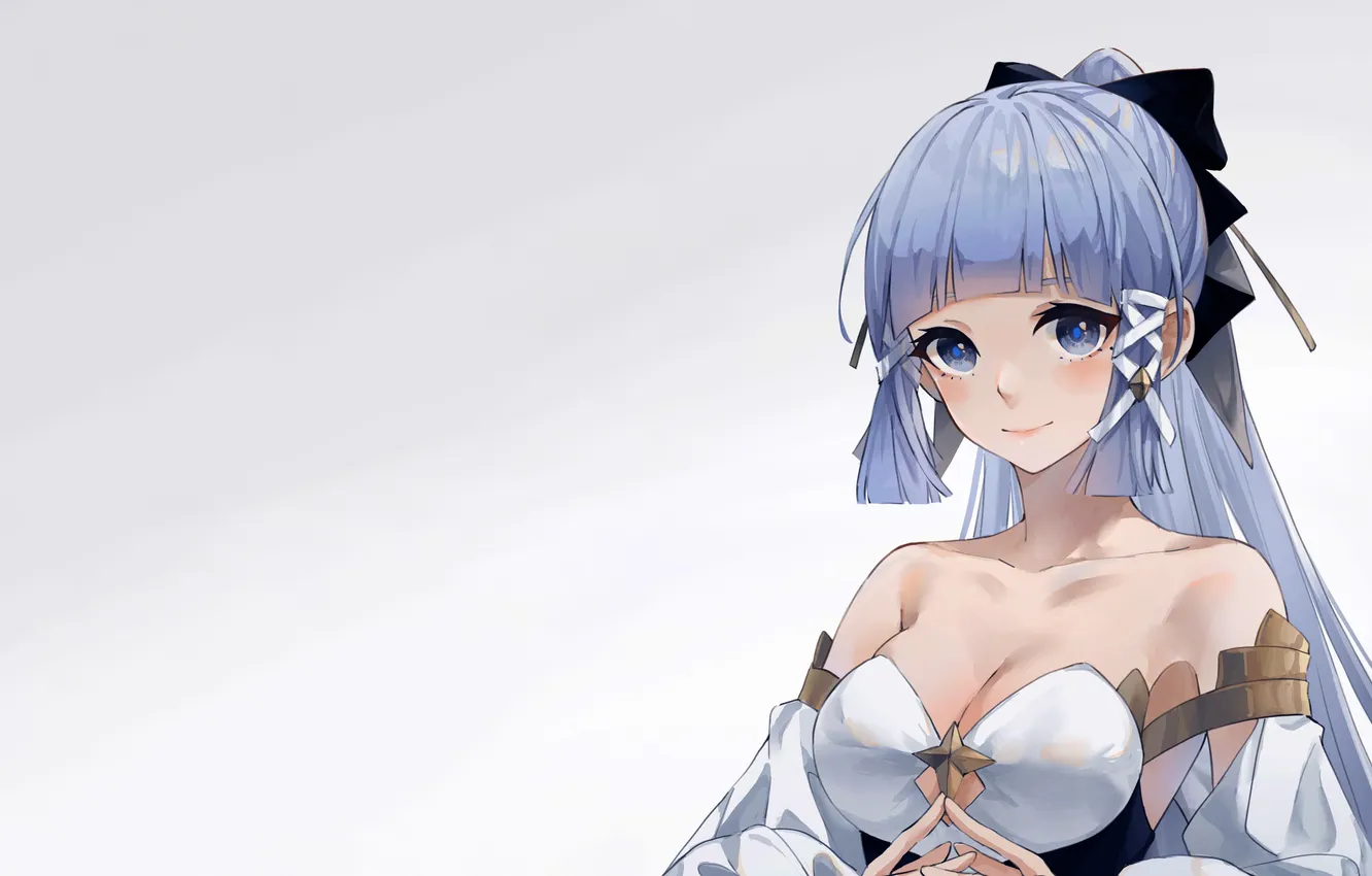 Photo wallpaper girl, sexy, cleavage, long hair, dress, boobs, anime, blue eyes