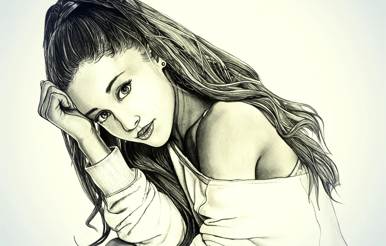 Photo wallpaper figure, portrait, pencil, Ariana Grande