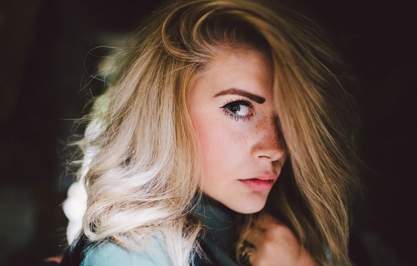 Photo wallpaper eyes, look, blonde, eyebrows