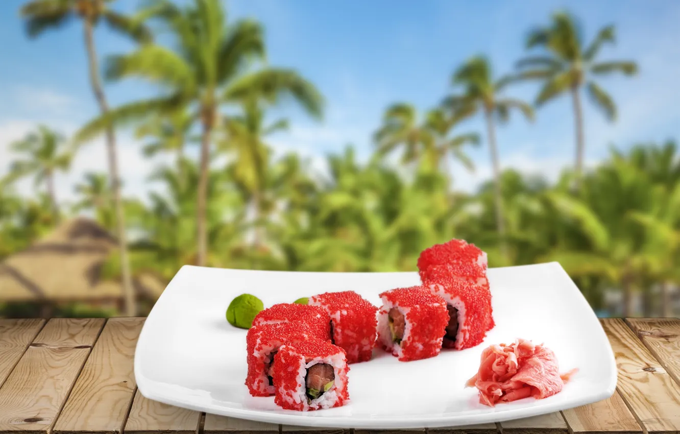 Photo wallpaper sushi, sushi, rolls, japanese, seafood