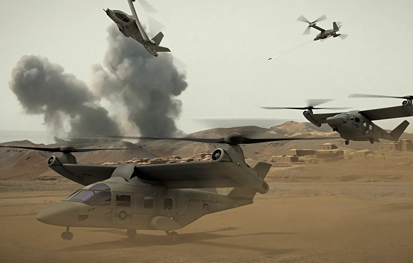 Photo wallpaper future, figure, art, helicopter, prototype, hybrid, the tiltrotor, bell
