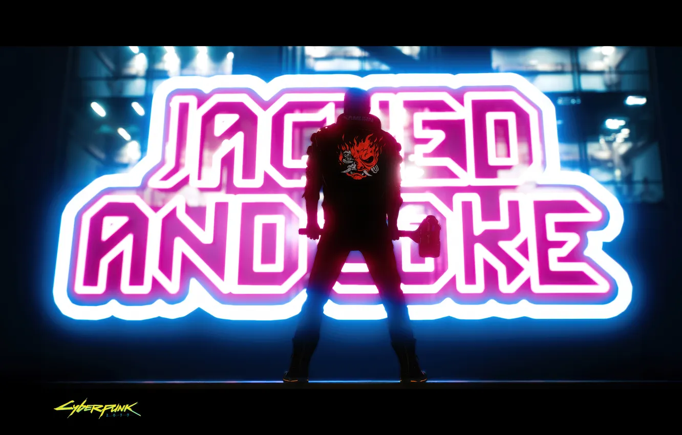 Photo wallpaper Games, Cyberpunk 2077, Futuristic, Aesthetic, Dystopian, Dark Aesthetic, V Cyberpunk, Neon Text