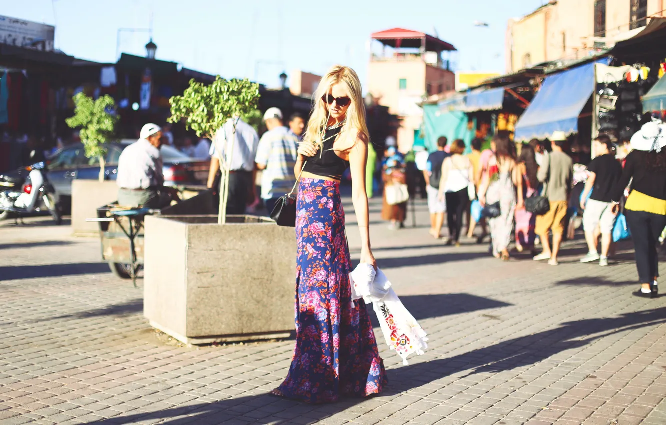 Photo wallpaper summer, girl, the city, street