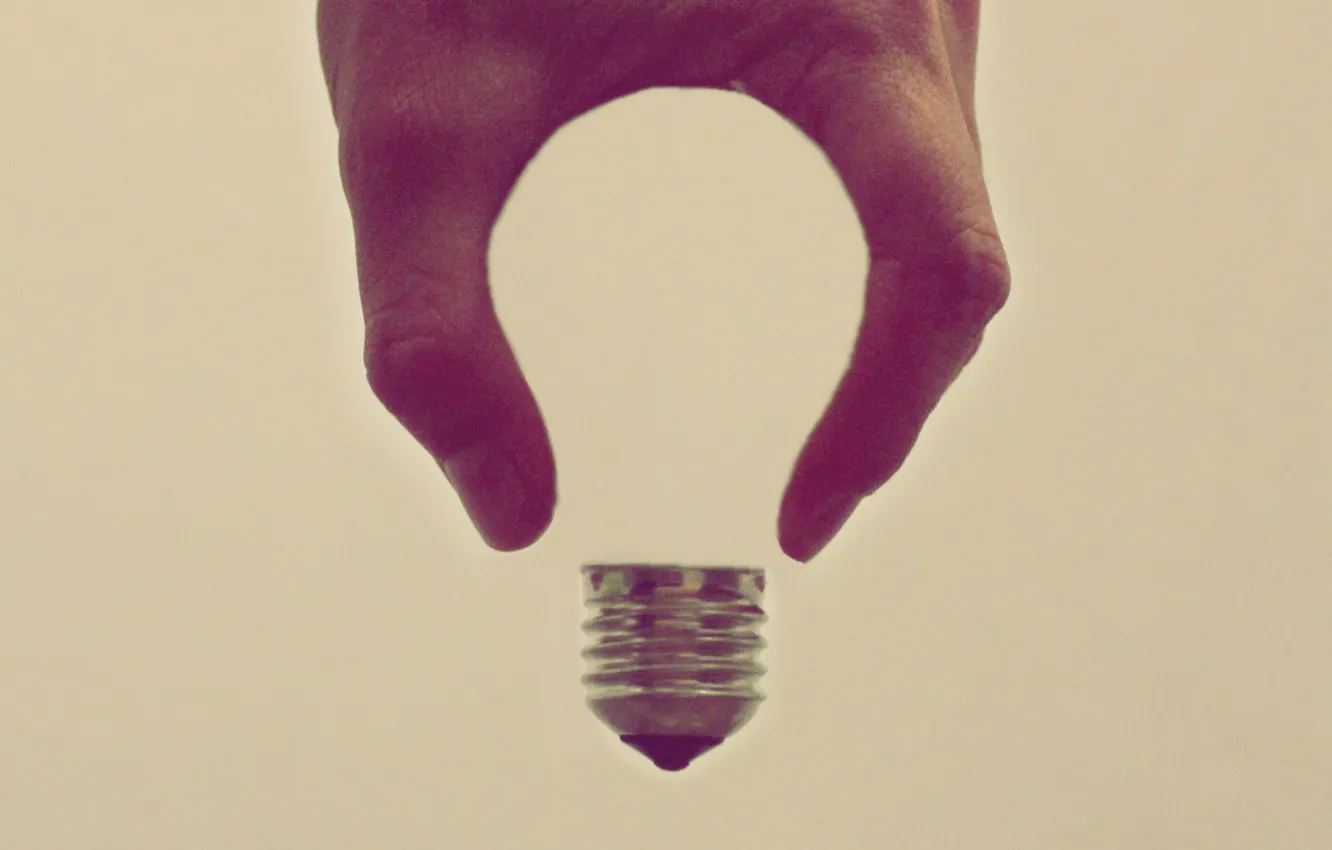 Photo wallpaper light, hand, Lightbulb
