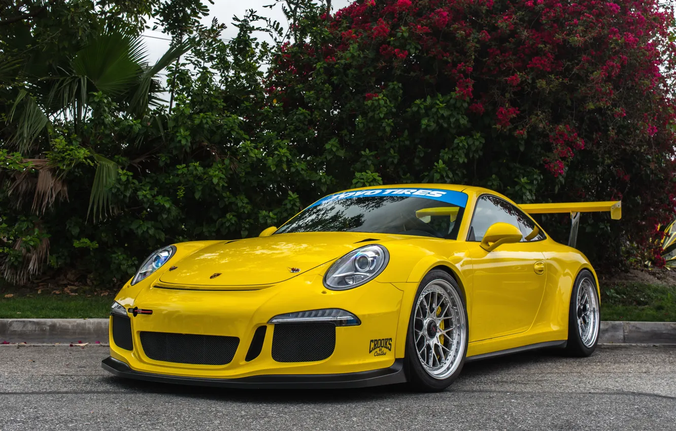 Photo wallpaper 911, Porsche, yellow, GT3