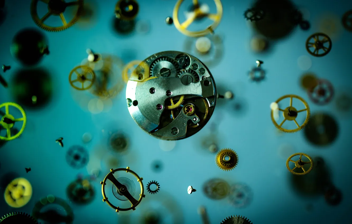 Photo wallpaper gear, spring, clockwork