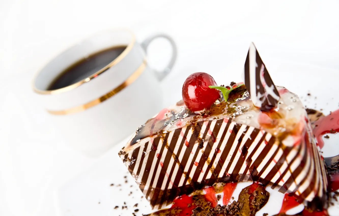 Photo wallpaper coffee, Cup, cake