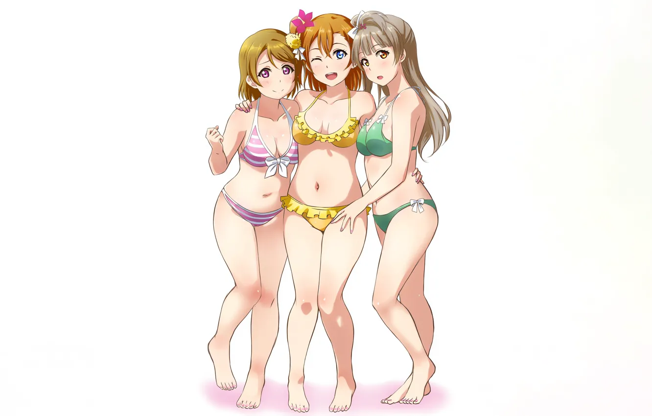 Photo wallpaper sexy, cleavage, long hair, legs, girls, boobs, anime, blue eyes