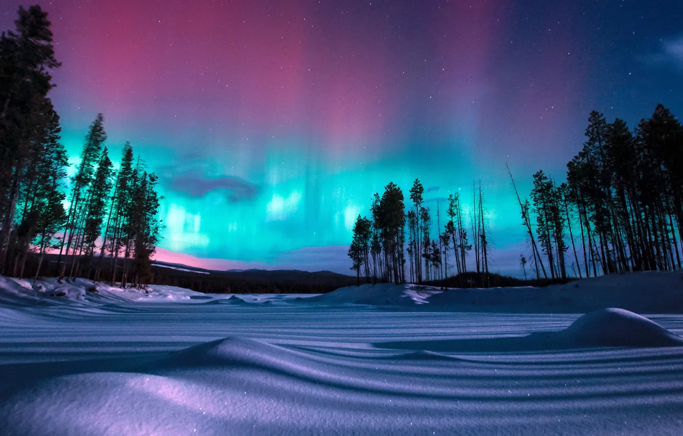 Photo wallpaper Canada, Canada, British Columbia, Aurora, polar lights, British Columbia, Penticton, Penticton