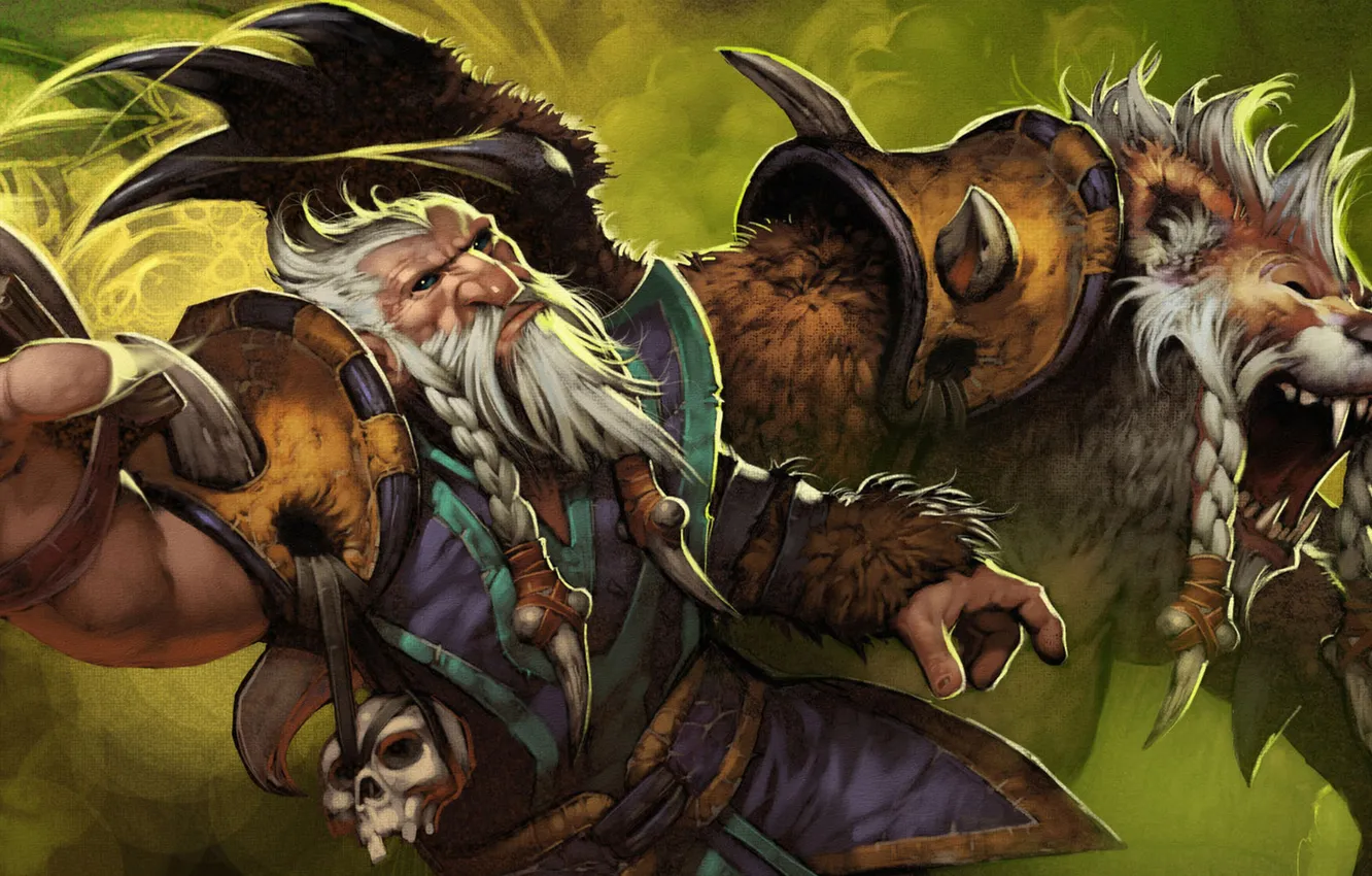 Photo wallpaper bear, Valve, art, warrior, dota 2, Lone druid