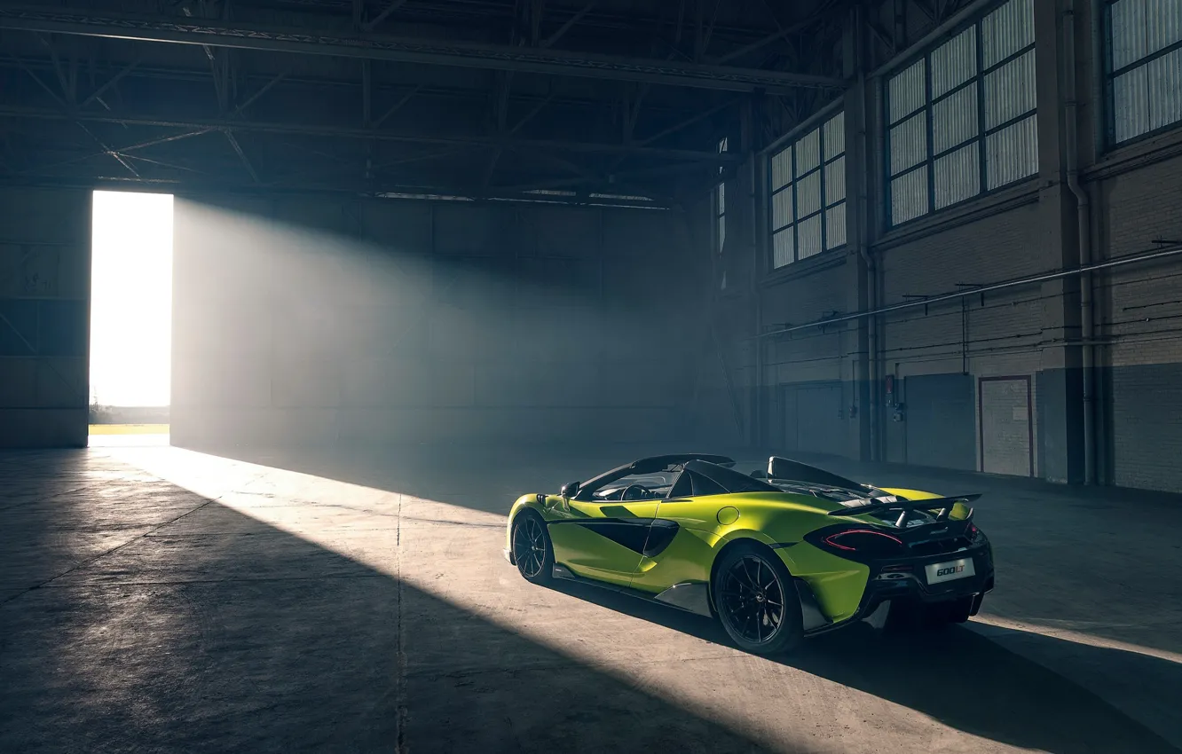 Photo wallpaper machine, style, hangar, lights, McLaren 600LT Spider