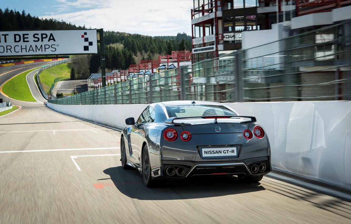 Photo wallpaper car, machine, speed, track, Nissan, GT-R, speed, track