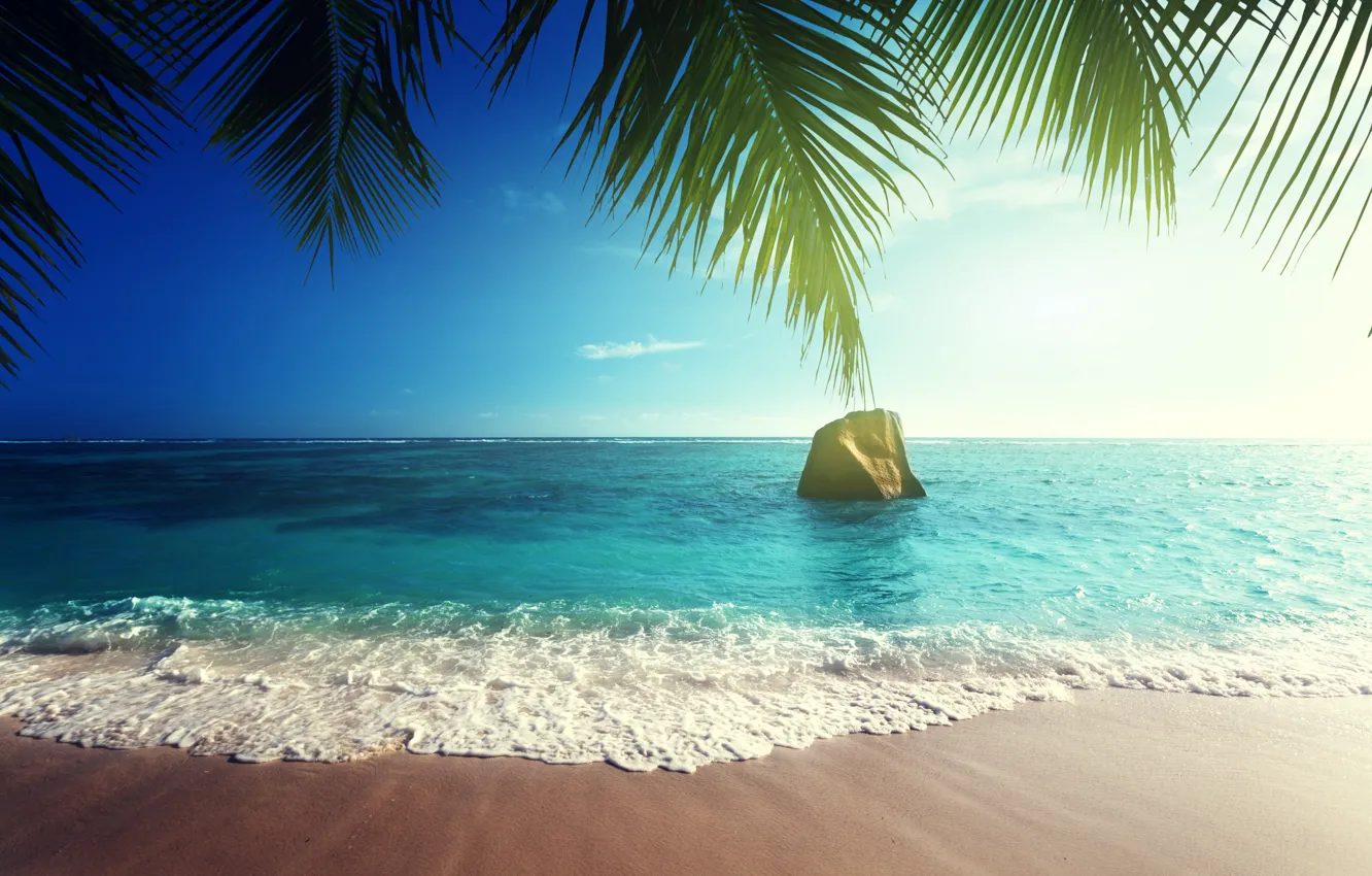 Photo wallpaper sand, sea, beach, the sun, tropics, the ocean, shore, island