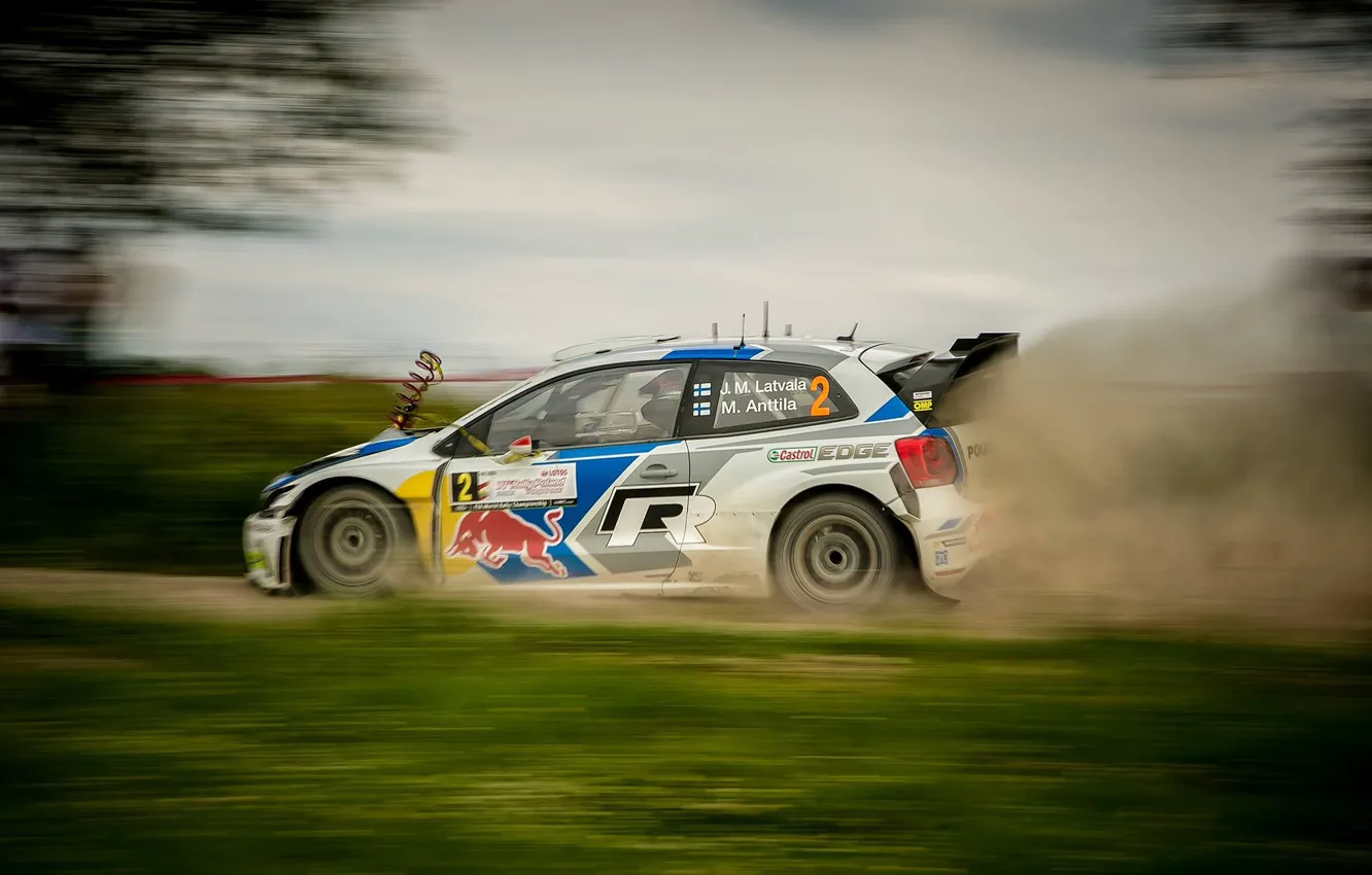 Photo wallpaper grass, dust, volkswagen, gravel, wrc, Volkswagen, polo, spring