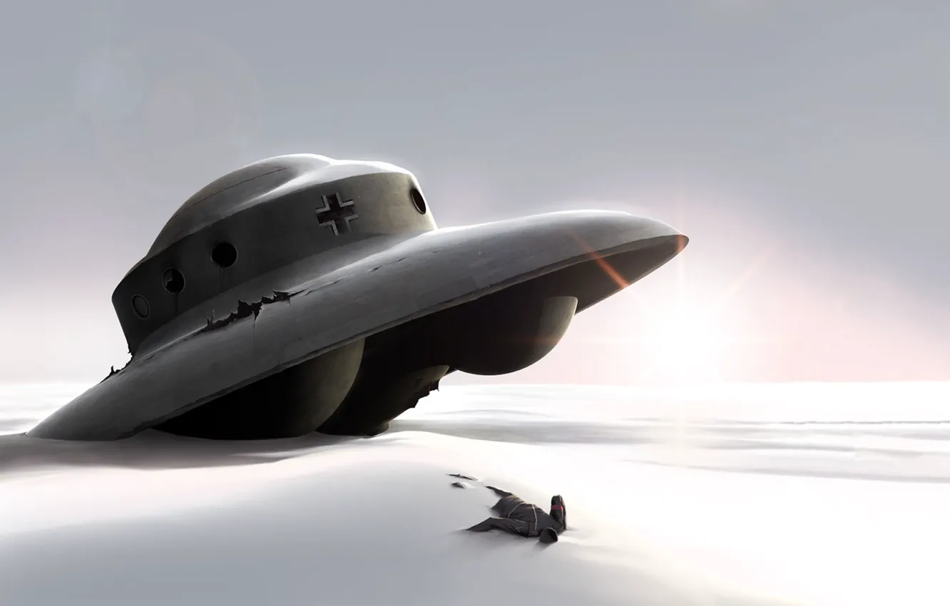 Photo wallpaper the sun, snow, UFO, 150