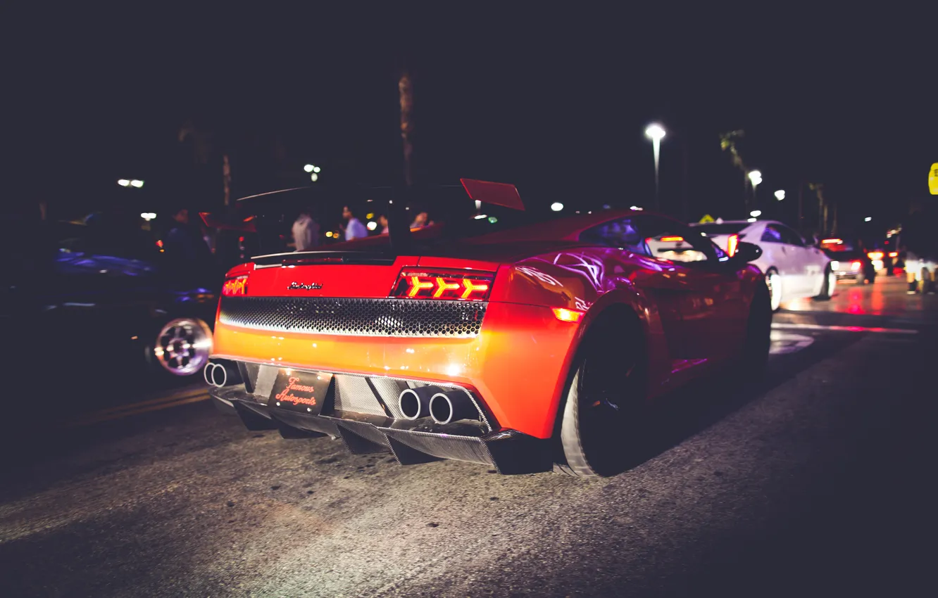 Photo wallpaper machine, people, Lamborghini, supercar, Gallardo, orange, back, lp560-4