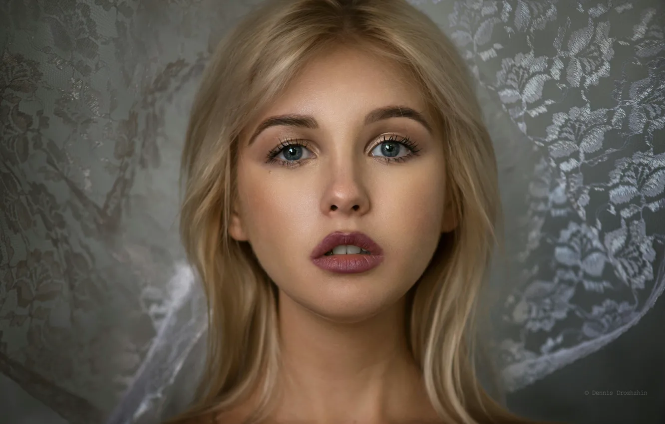 Photo wallpaper eyes, look, girl, face, photo, model, hair, portrait