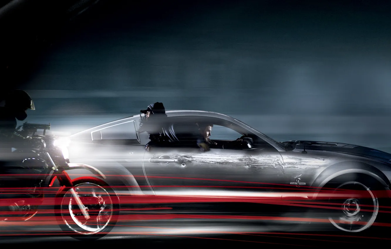 Photo wallpaper Shelby, red, girl, Action, black, moto, cars, Snake