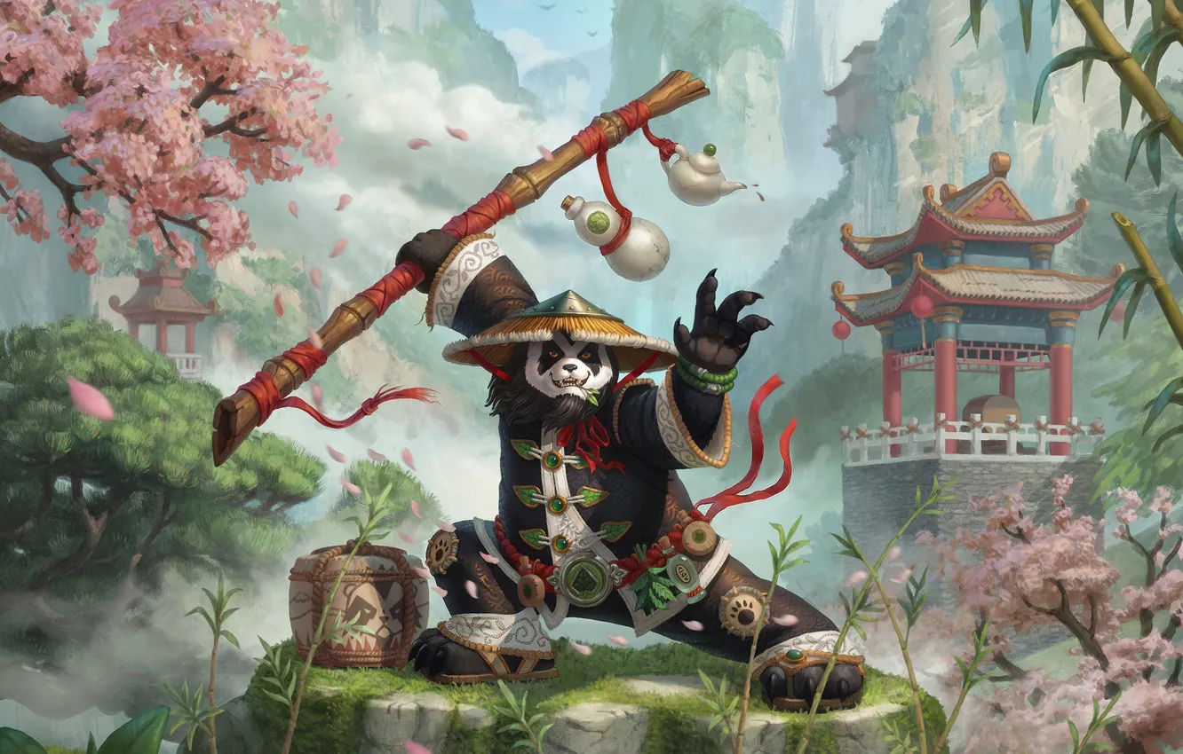 Photo wallpaper the game, fantasy, art, Panda, Blizzard, Nelly Amosova, Smirnov illustration cup, Chen fan art