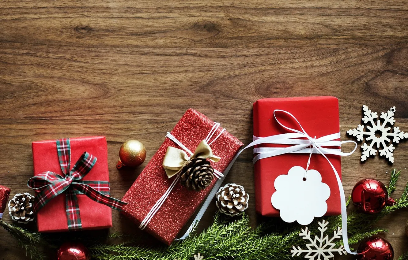 Photo wallpaper gift, new year, bumps, box