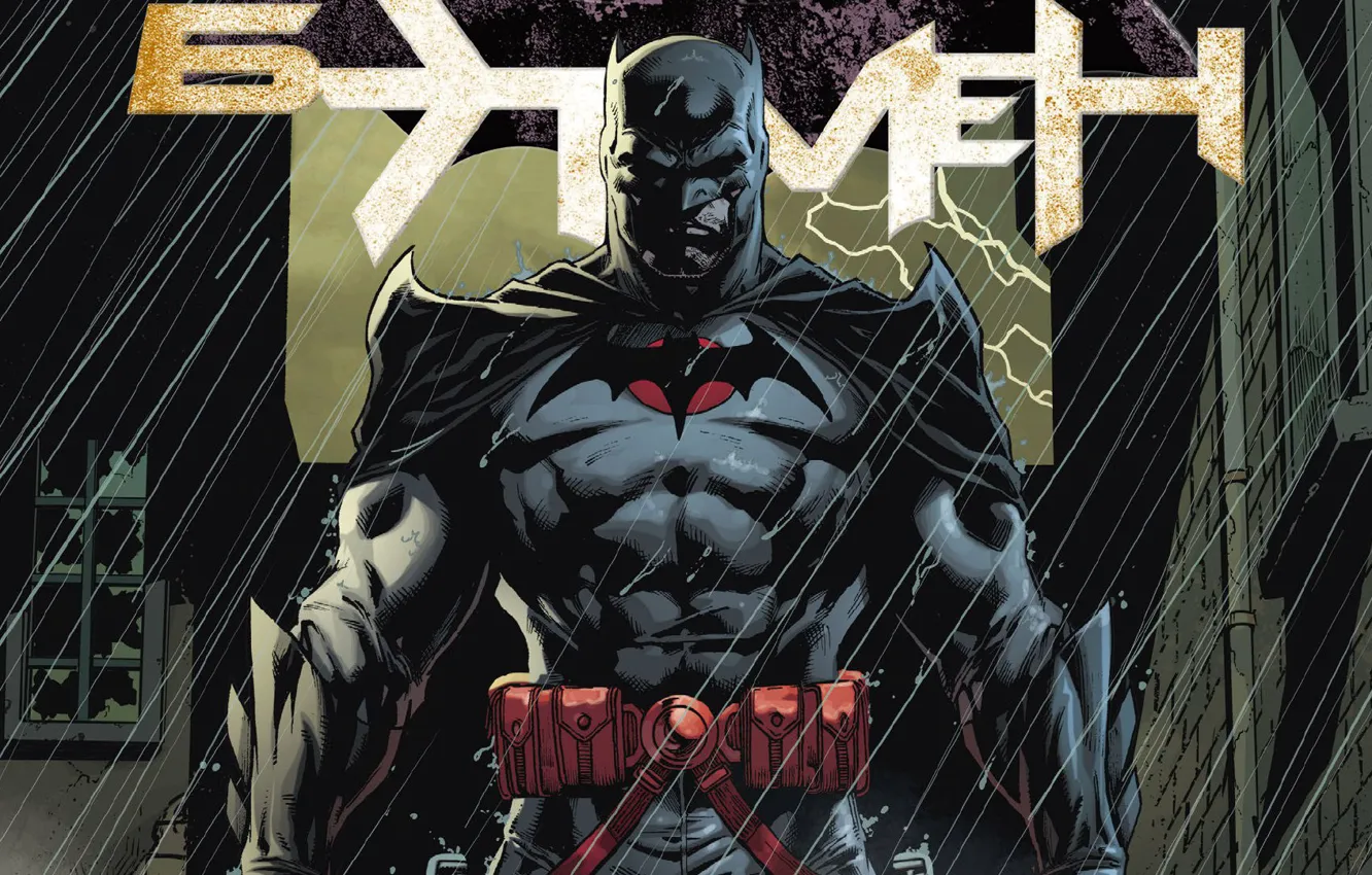 Photo wallpaper rain, icon, hero, Batman, cloak, detective, Batman, rain