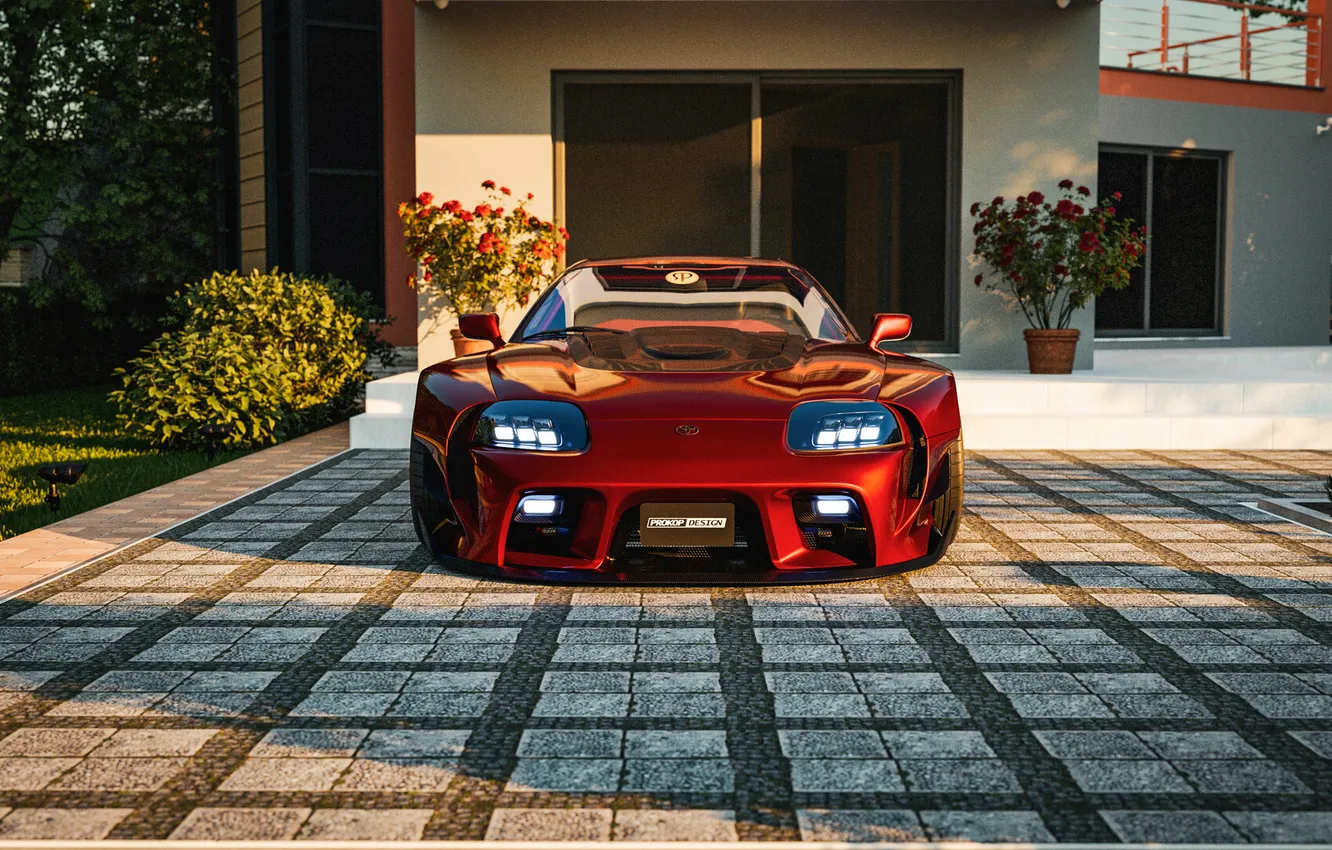 Photo wallpaper Toyota, Front, Toyota Supra, Widebody, Mk4, Mark 4, Rostislav Prokop, Restomod