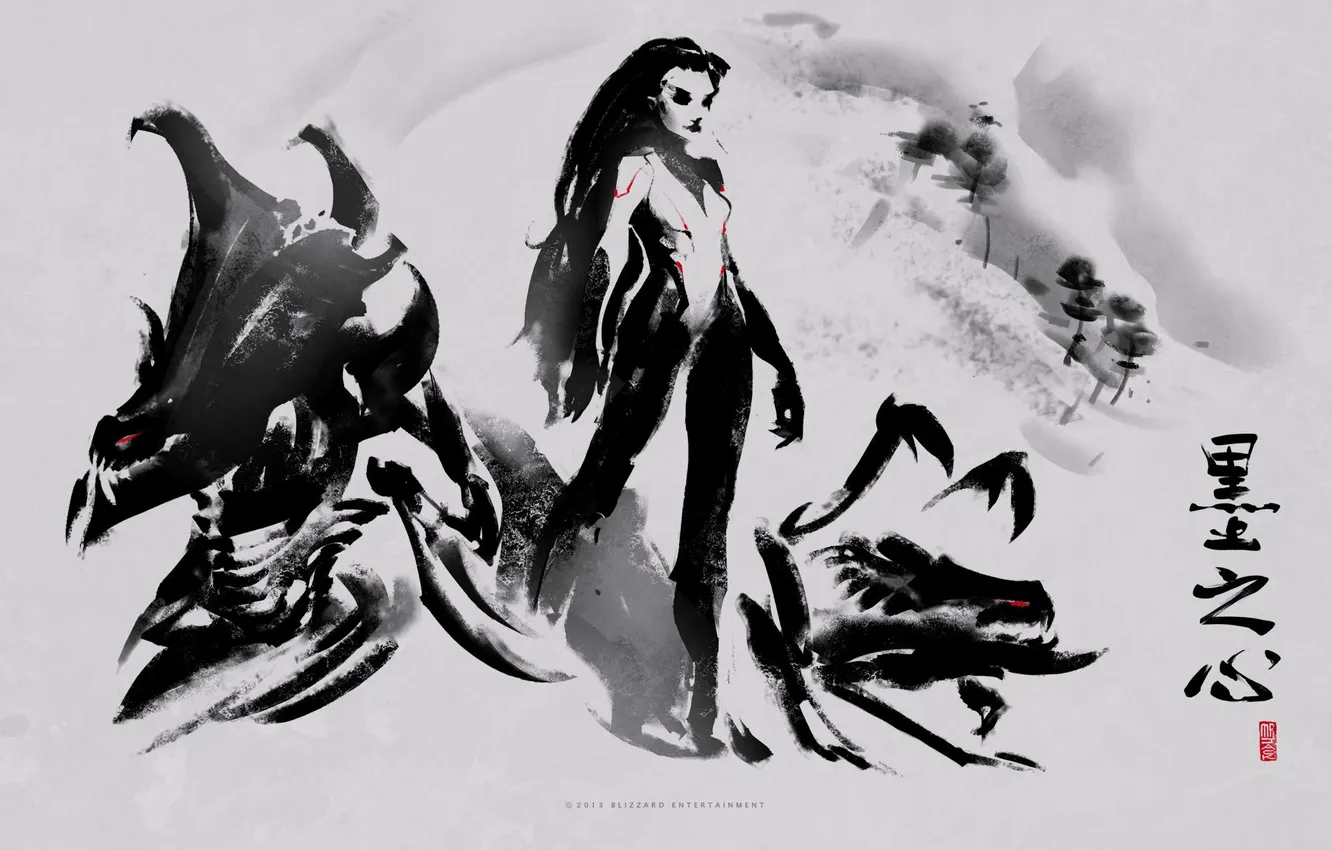 Photo wallpaper art, sarah kerrigan, StarCraft 2 Heart of the swarm, zergs