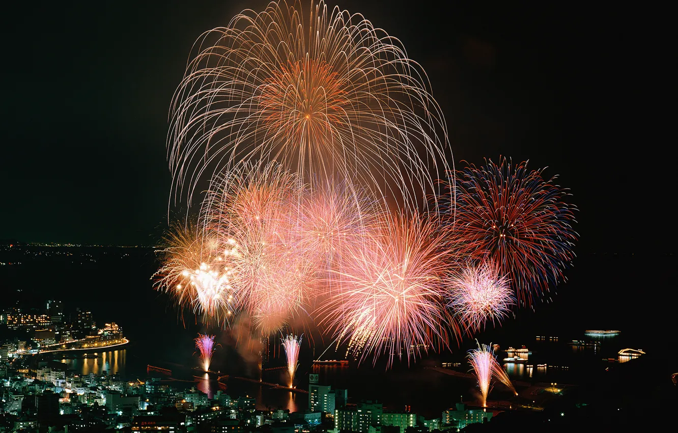 Photo wallpaper salute, fireworks, Fireworks, Shizuoka. Japan