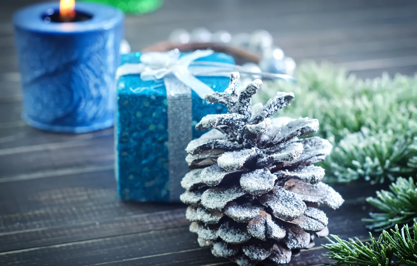 Photo wallpaper holiday, new year, spruce, candles, bumps