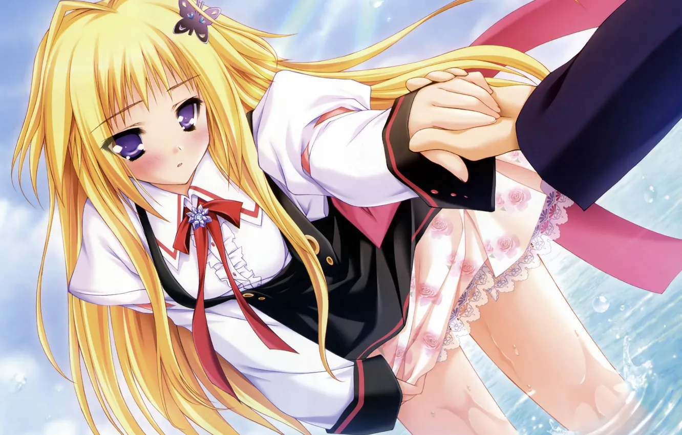 Photo wallpaper water, girl, blonde, anime, art, embarrassment, Tayutama-Kiss my deity, Kisaragi Mifuyu