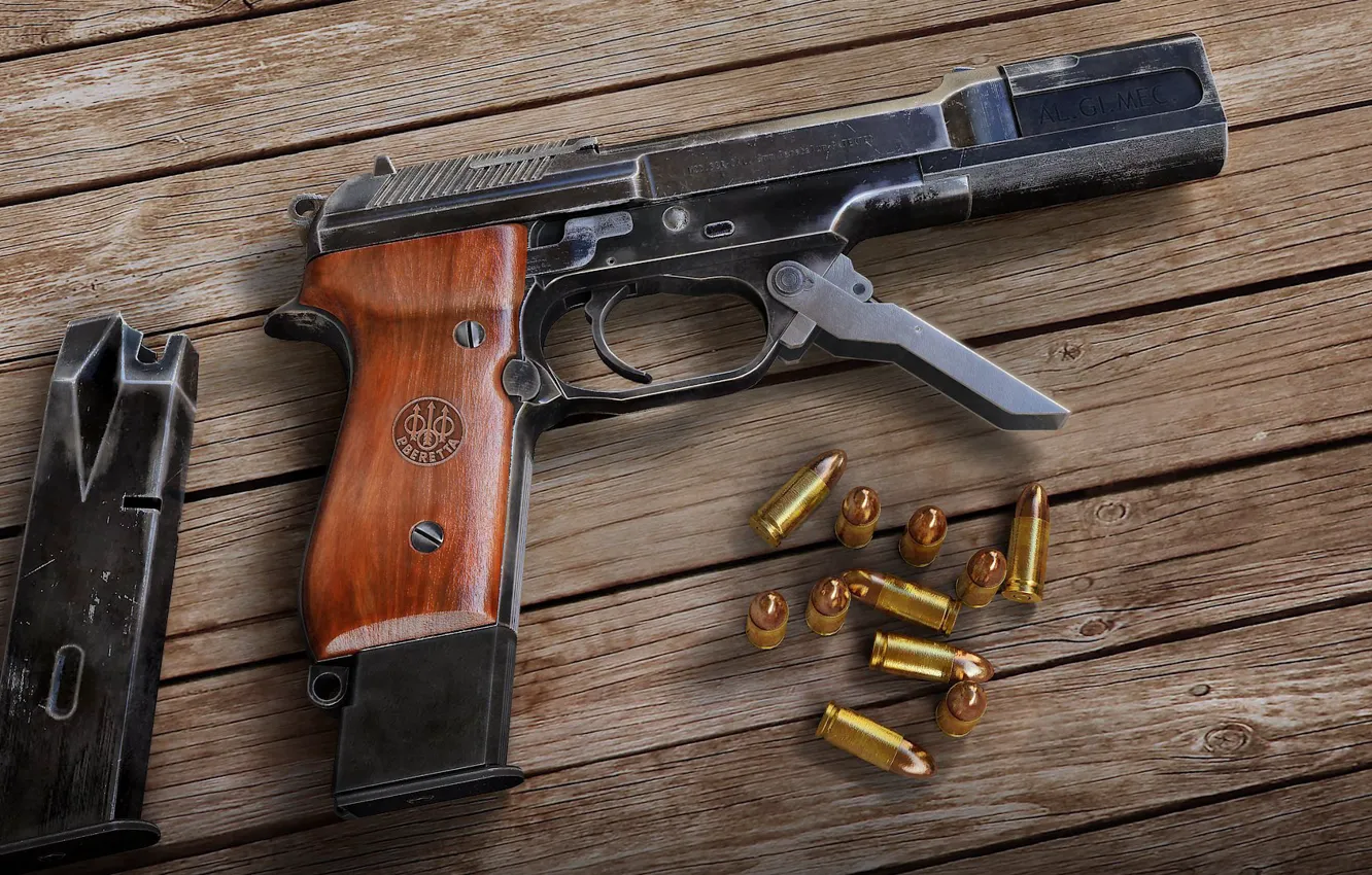 Photo wallpaper rendering, gun, gun, render, Beretta, Beretta, Beretta 93R, 93R