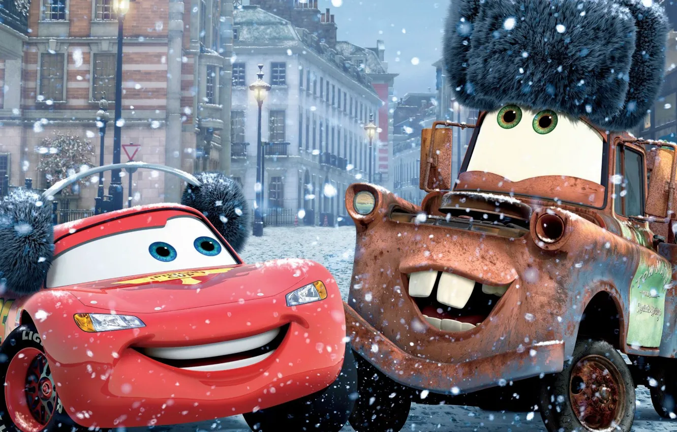 Photo wallpaper winter, machine, snow, race, lightning, sport, cartoon, Moscow