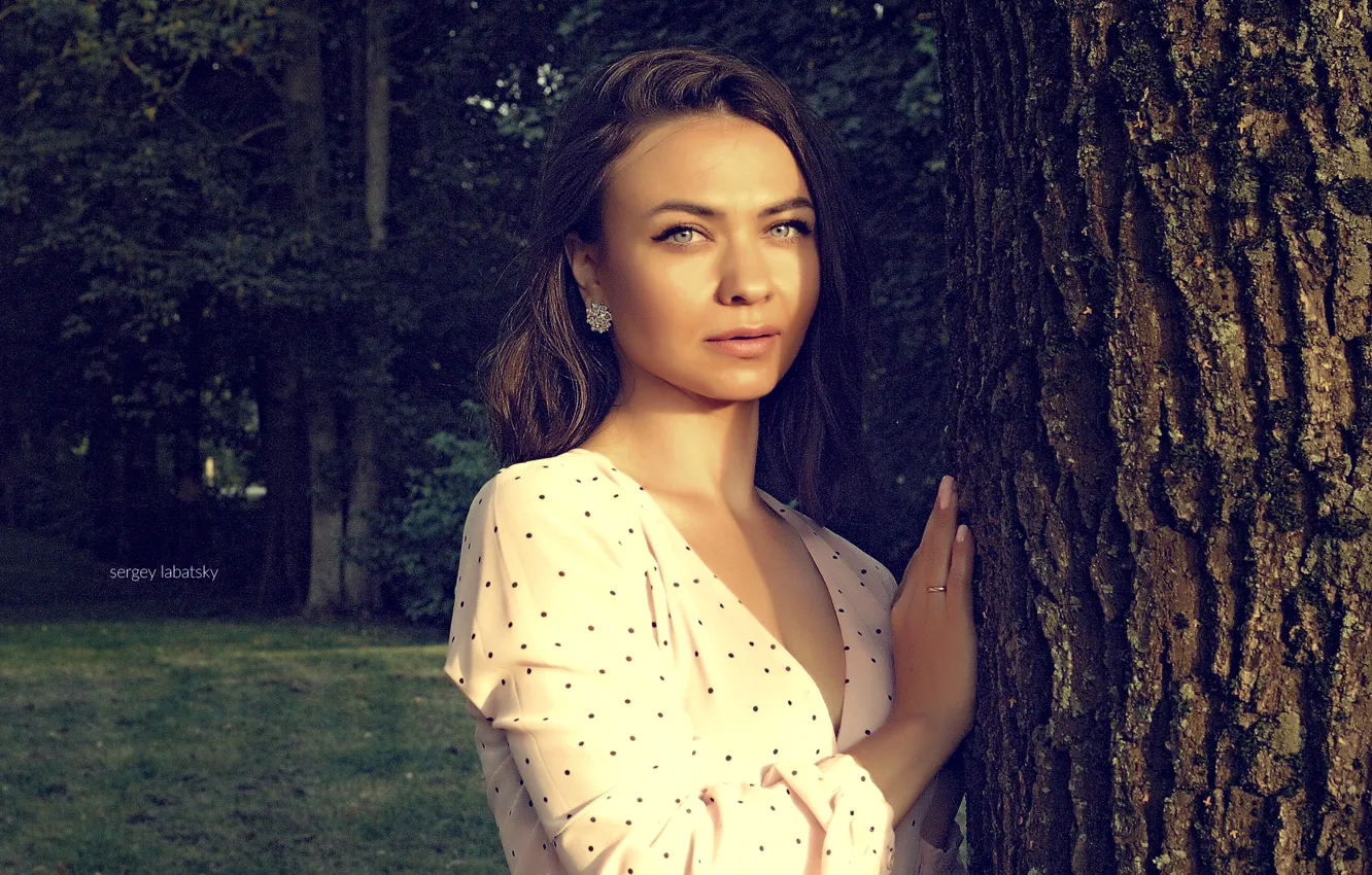 Photo wallpaper girl, smile, brunette, girl, beautiful, blue eyes, Anastasia, smile