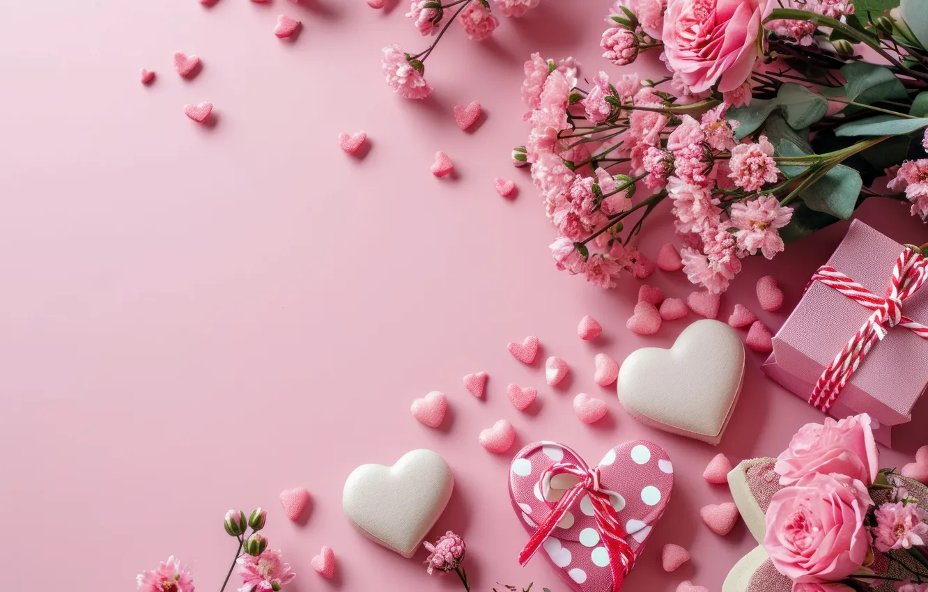 Photo wallpaper love, flowers, gift, romance, heart, roses, love, Valentine's day
